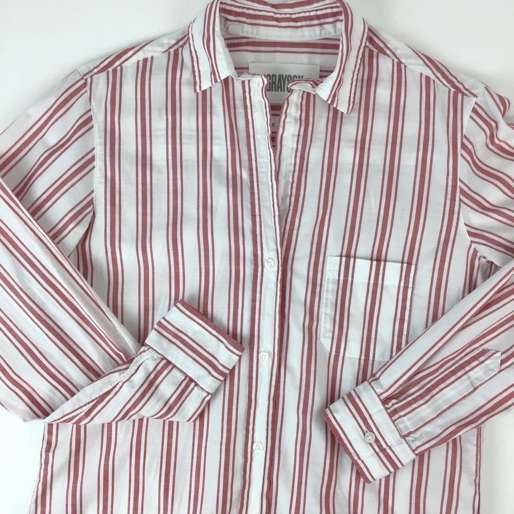 Anthropologie Grayson Red & White The Hero Shirt | XS (1)